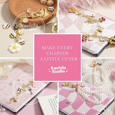 Kaciola Charms for E-reader, Cute Phone Charm Chains Bracelets Accessories for Readers Booklovers Women Men, Charms Compatible for E-Reader/Phone/Paper White (C01-C05) in Kuwait