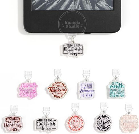 9 PCS Charms for Kindle, Dust Plug Charm Type C for E-Reader, Compatible with TypeC/USB C Charging Ports Design for Kindle/Phone in Kuwait