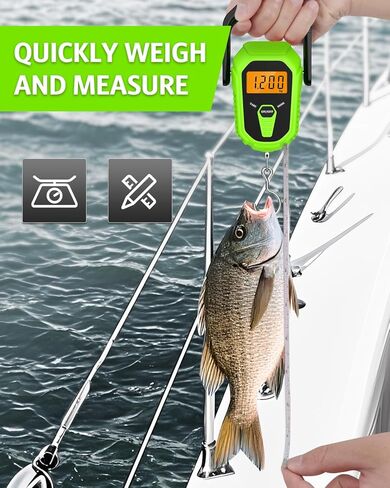 Fish Scale with Lip Gripper – 110lb/50kg Digital Fishing Weight Scale with Hook & Clamp, LCD Display & Hanging Design – Ideal Boat Gift for Anglers & Men in Kuwait