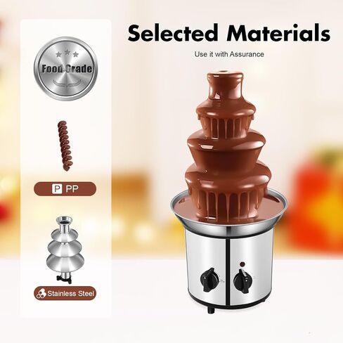 Chocolate Fountain,4 Tier Chocolate Fountain Machine Stainless Steel Electric Rotating Melting Machine Commercial Chocolate Waterfall Heated Melting Machine 4-Pound Capacity in Kuwait