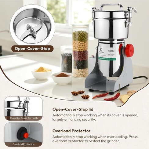 Electric Grain Mill Grinder-800g 110V 3000W Performance Grain Mill,Suitable for Kitchen, Household,Commercial Use of Crushing Dry Grains,Spices,Herbs,Coffee,Corn,Pepper Grinder.(800g) in Saudi Arabia