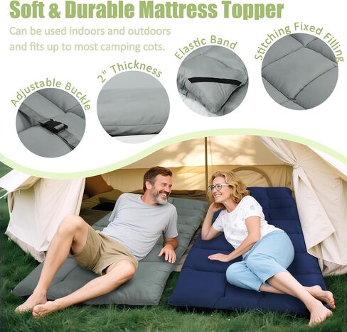 Tuphen Cot Mattress Pad-Cot Pads for Camping, Cot Mattress Topper, Camping Mattress Sleeping Pad 75"x30" Soft Lightweight Quilted Pads for Camp Cot/RV Bunk/Narrow Twin Beds in Kuwait