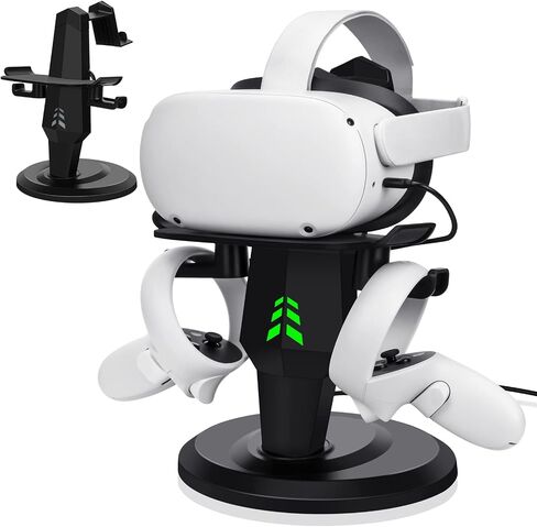 Lampelc VR Charging Stand for Meta/Oculus Quest 3, Quest 2 Headset, Controllers and VR Accessories, VR Headset Charging Dock with LED Lights, Type C Charging Port in Kuwait