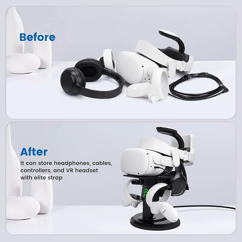 Lampelc VR Charging Stand for Meta/Oculus Quest 3, Quest 2 Headset, Controllers and VR Accessories, VR Headset Charging Dock with LED Lights, Type C Charging Port in Kuwait