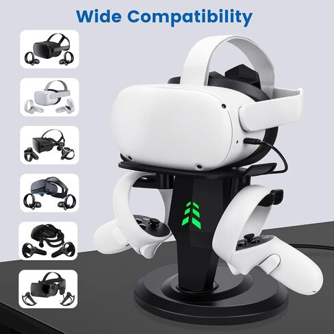 Lampelc VR Charging Stand for Meta/Oculus Quest 3, Quest 2 Headset, Controllers and VR Accessories, VR Headset Charging Dock with LED Lights, Type C Charging Port in Kuwait