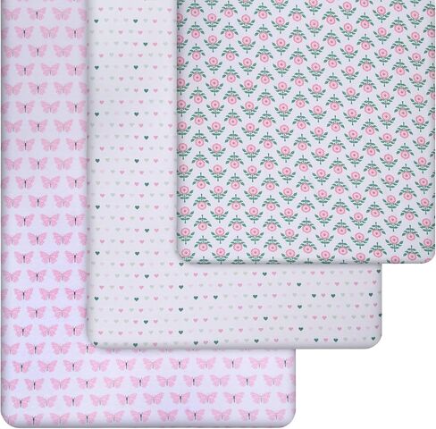 GROW WILD Unicorn Crib Sheets 3 Pack - Soft & Stretchy Jersey Cotton Fitted Baby Crib Sheets for Girls, White Pink Purple Toddler Bed Sheets - Cute Crib Sheets for Baby Girl - Crib Sheets Girl in Kuwait