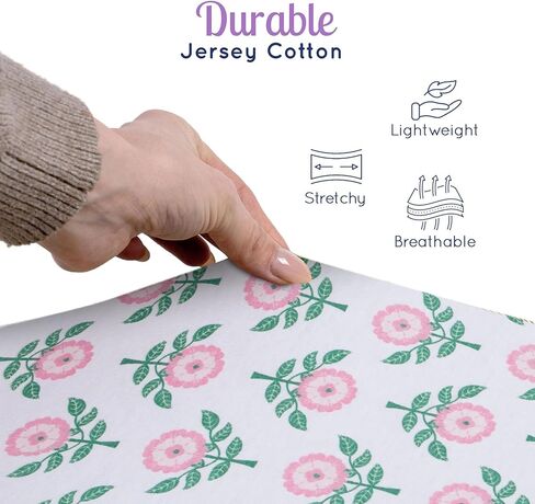 GROW WILD Unicorn Crib Sheets 3 Pack - Soft & Stretchy Jersey Cotton Fitted Baby Crib Sheets for Girls, White Pink Purple Toddler Bed Sheets - Cute Crib Sheets for Baby Girl - Crib Sheets Girl in Kuwait