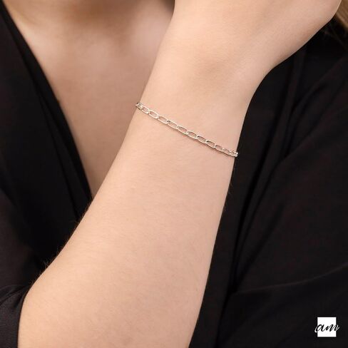 Amberta Women's 925 Sterling Silver Link Chain Bracelet for Charms (Adjustable) in Saudi Arabia