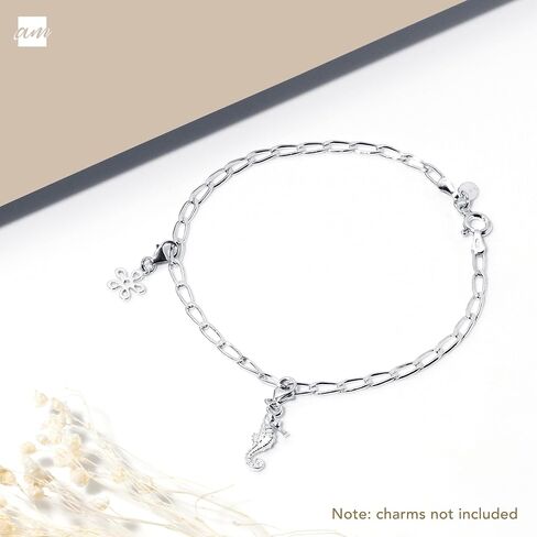 Amberta Women's 925 Sterling Silver Link Chain Bracelet for Charms (Adjustable) in Saudi Arabia