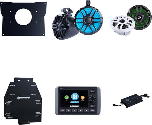 Memphis Audio SMC3 Marine Media Center مع MX800.4 AMP و MXA60L 6.5 "مكبرات صوت أمامية و MXA62PS 6.5". in Saudi Arabia
