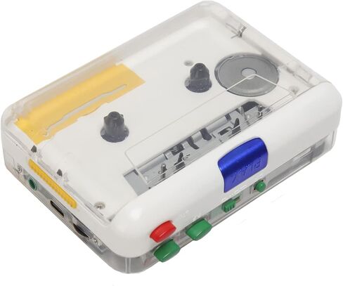 MP3 Cassette Player Adapter, Portable Cassette to MP3 Player with 3.5mm AUX Input Software CD Cassette Capture Audio Music Player for PC Laptop Transparent Shell in Saudi Arabia