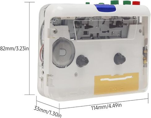 MP3 Cassette Player Adapter, Portable Cassette to MP3 Player with 3.5mm AUX Input Software CD Cassette Capture Audio Music Player for PC Laptop Transparent Shell in Saudi Arabia