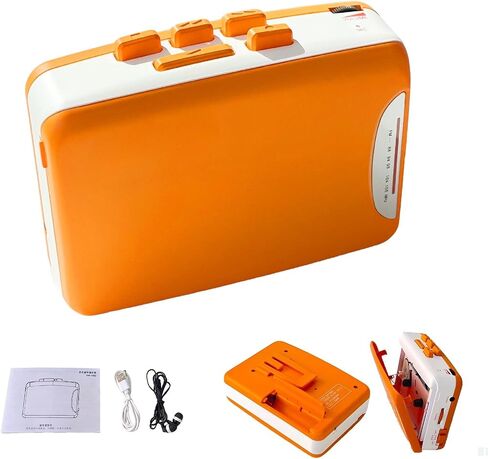 Portable Stereo Cassette Player, Retro Tape Machine, Multi-Function Radio Recorder, Equipped with Headphones(Blue Clear) in Saudi Arabia