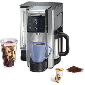 Hamilton Beach Flexbrew Advanced 5-in-1 الحرارية القابلة للبرمجة 12 كوب بالتنقيط وخدمة القهوة الساخنة والمثلجة ، 60 أوقية متحركة. خزان المياه ، استخدم عبوات وأسباب ، تخمير سريع ، أسود (49929) in Kuwait