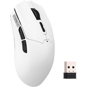 Epomaker Click Lite Wireless Gaming Mouse ، من 800 إلى 12000 نقطة في البوصة قابلة للتعديل ، مستشعر PAW3311 ، 500 مللي أمبير ، 59G ، 2.4G/BT/USB-C الماوس القابل لإعادة الشحن مع 5 أزرار قابلة للبرمجة للكمبيوتر الشخصي/MAC/Linux (أبيض) in Kuwait