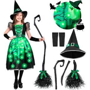أزياء ساحرة من Spooktacular Creations للفتيات، زي ساحرة مطبوع باللون الأرجواني، زي الهالوين الساحر المضيء in Kuwait