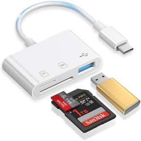 قارئ بطاقة SD لـ iPhone ، 3-in-1 Lightning to SD Card Reader Micro SD Digital Camera Adapter متوافق مع iPhone 14 13 12 11 ، Plug & Play in Kuwait