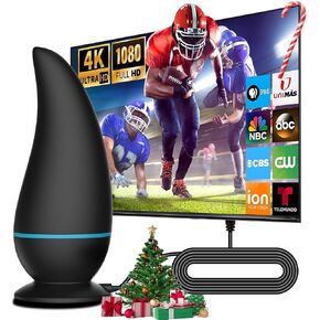 2025 TV Antenna Signal Enhance with 1000+ Miles Range Supports 1080p 4K for HDTV Cable, Smart TV, Older TVs, 18ft HDTV Cable for Free Channel in Saudi Arabia
