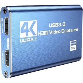 4K HDMI to USB3.0 Capture Card,1080P 60FPS, Audio Video Capture Card for Game Capture Card Nintendo Switch Streaming Work with PS4/PS5/PC/OBS/Camera/Xbox (Black) in Saudi Arabia