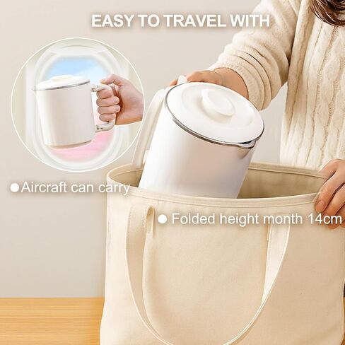 Travel Foldable Electric Kettle,Portable Collapsible Tea Coffee Kettle with 2 Temperature Settings, Stainless Steel Hot Water Boiler in Saudi Arabia