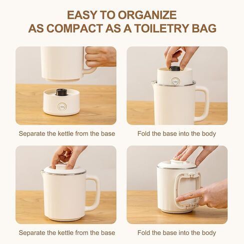 Travel Foldable Electric Kettle,Portable Collapsible Tea Coffee Kettle with 2 Temperature Settings, Stainless Steel Hot Water Boiler in Saudi Arabia