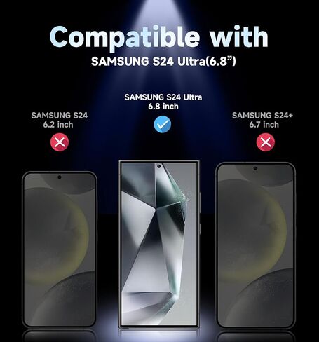 Magic John 2 Pack for Samsung Galaxy S24 Ultra Herded Glass Screen Protector ، وتركيب التثبيت التلقائي ، وخالية من الفقاعات ، واضحة ، واضحة ، وتثبيت سهلة in Saudi Arabia