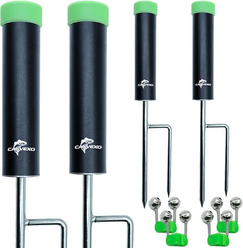 4 Pack Fishing Rod Holder, Aluminum Fishing Pole Holder for Ground, Rod Holders for Bank Fishing, Double Spike Support, 4 Free Alarm Bells in Saudi Arabia