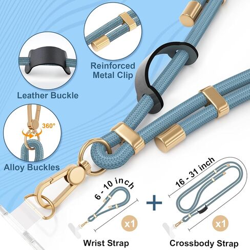 4-in-1 Phone Lanyard + Wrist Strap Kit مع علامات تبويب 2 حزمة ، وحزام الهاتف القابل للتعديل العالمي ، وحبل العنق المضاد للسرقة لـ iPhone 16 Pro Max ومعظم الهواتف الذكية ، الأسود in Saudi Arabia