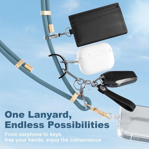 4-in-1 Phone Lanyard + Wrist Strap Kit مع علامات تبويب 2 حزمة ، وحزام الهاتف القابل للتعديل العالمي ، وحبل العنق المضاد للسرقة لـ iPhone 16 Pro Max ومعظم الهواتف الذكية ، الأسود in Saudi Arabia