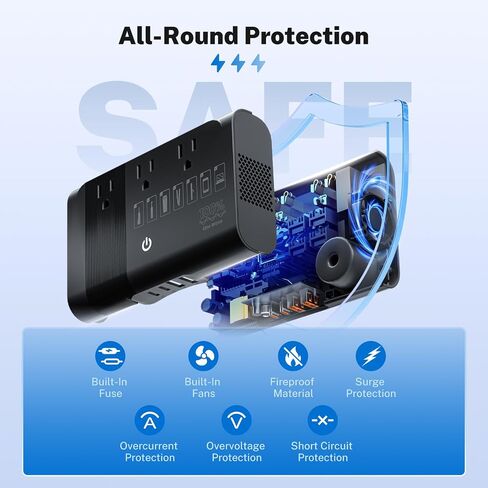محول جهد Doace 500W Universal 220V إلى 110 فولت ، محول محول سدادات السفر الأوروبي النقي موجة ، محول لنا إلى معظم أوروبا ， UK/AU/EU/IT مع 3 منافذ أمريكية و 4 USB in Kuwait