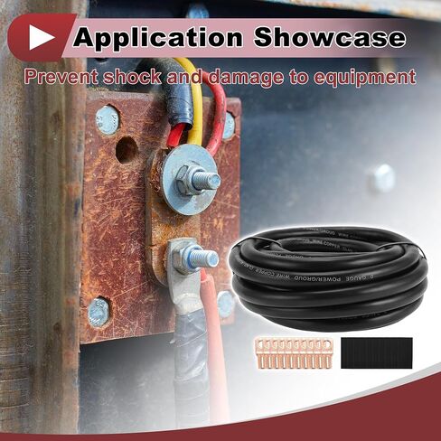 1 مجموعة سلك أرضي معزول بالكامل وليسك سترة طاقة سلك أنابيب تقلص الحرارة 1/0 مقياس 12V 20ft أسود CCA in Kuwait