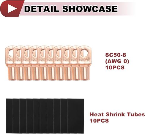 1 مجموعة سلك أرضي معزول بالكامل وليسك سترة طاقة سلك أنابيب تقلص الحرارة 1/0 مقياس 12V 20ft أسود CCA in Kuwait