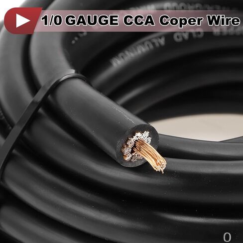 1 مجموعة سلك أرضي معزول بالكامل وليسك سترة طاقة سلك أنابيب تقلص الحرارة 1/0 مقياس 12V 20ft أسود CCA in Kuwait