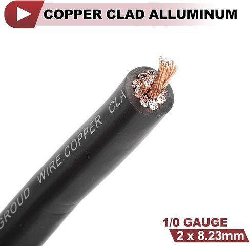 1 مجموعة سلك أرضي معزول بالكامل وليسك سترة طاقة سلك أنابيب تقلص الحرارة 1/0 مقياس 12V 20ft أسود CCA in Kuwait