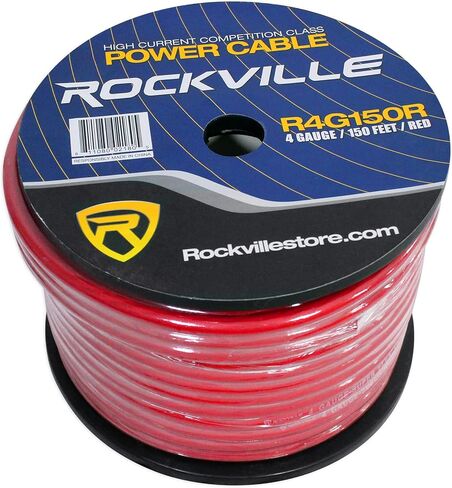 Rockville R4G150R 4 AWG 150Ft Red Amp Power Wire Spool Ultra-Flexible Copper Cable High Current Competition Grade PVC Jacket Heat Resistant in Saudi Arabia
