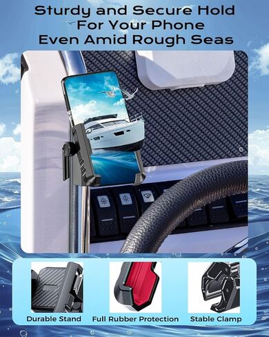 Boat Phone Holder Marine Cell Mount for Pontoon, Strap On Minimalist Design Smartphone Boat Accessories Compatible iPhone Android (White) in Saudi Arabia