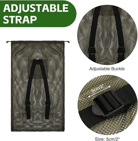 Archerest 2 Pack Extra Mesh Mesh Duck Decoy Bag ، أكياس شرك لأوز البطة مع الرباط المزدوج وأشرطة الكتف القابلة للتعديل ، حقيبة تخزين الصيد من الطيور المائية الخفيفة الوزن in Kuwait