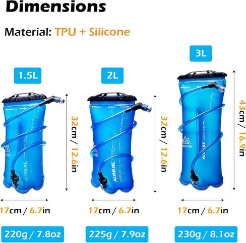 Triwonder Hydration المثانة الخزان 1.5 لتر 2L 3L BPA المثانة المجانية للمياه لتشغيل حقيبة ظهر للتخييم على ركوب الدراجات في ركوب الدراجات. in Kuwait