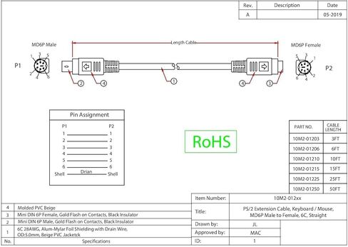 كبل تمديد cablewholesale mini din6 ps/2 ، لوحة المفاتيح/الماوس ، PS/2 ذكر إلى PS/2 أنثى ، minidin6 ذكر إلى minidin6 أنثى ، 6 موصل ، مستقيم ، 25 قدم ، بيج ، mini din 6 دبوس كابل أنثى in Saudi Arabia
