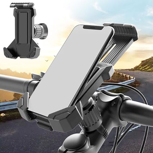 حامل هاتف Universal Bike ، حامل هاتف دراجة نارية ، حامل هاتف المقود ، متوافق مع مختلف الهواتف الذكية ، الأسود in Saudi Arabia