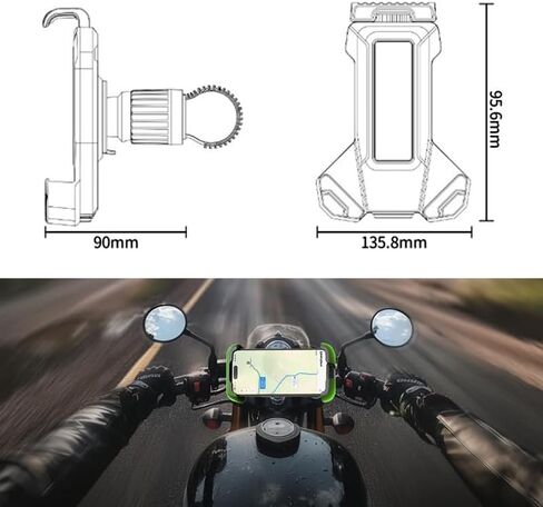 حامل هاتف Universal Bike ، حامل هاتف دراجة نارية ، حامل هاتف المقود ، متوافق مع مختلف الهواتف الذكية ، الأسود in Saudi Arabia
