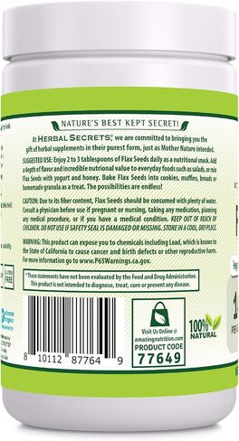 Herbal Secrets Whole Flax Seeds 2 Lbs (Non-GMO) (14 G Per Serving) Raw Vegan Gluten Free in Saudi Arabia