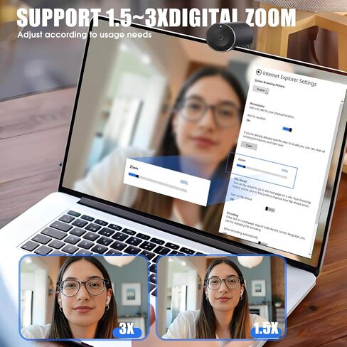 4K Webcam for PC & Laptop - Ultral HD 4K, PDAF Autofocus, Support 3X DZoom and ePTZ, Built-in Noise-Canceling Mics and Privacy Cover for Business Meetings, Conferencing & Video Calls in Saudi Arabia