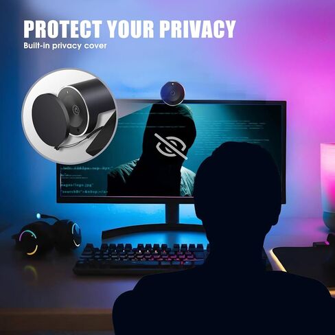 4K Webcam for PC & Laptop - Ultral HD 4K, PDAF Autofocus, Support 3X DZoom and ePTZ, Built-in Noise-Canceling Mics and Privacy Cover for Business Meetings, Conferencing & Video Calls in Saudi Arabia