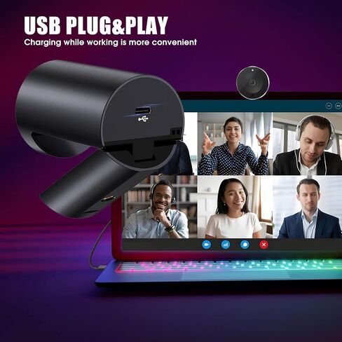 4K Webcam for PC & Laptop - Ultral HD 4K, PDAF Autofocus, Support 3X DZoom and ePTZ, Built-in Noise-Canceling Mics and Privacy Cover for Business Meetings, Conferencing & Video Calls in Saudi Arabia