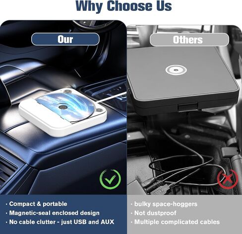 مشغل الأقراص المضغوطة المحمولة للسيارة مع USB & AUX-محرك أقراص مضغوطة خارجي عالمي مع مضاد للسلاح ، كابل امتداد USB ، قابس وتشغيل للسيارة ، الكمبيوتر المحمول ، التلفزيون-متوافق مع Android 4.4+ in Saudi Arabia