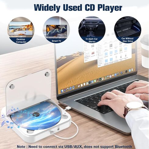 مشغل الأقراص المضغوطة المحمولة للسيارة مع USB & AUX-محرك أقراص مضغوطة خارجي عالمي مع مضاد للسلاح ، كابل امتداد USB ، قابس وتشغيل للسيارة ، الكمبيوتر المحمول ، التلفزيون-متوافق مع Android 4.4+ in Saudi Arabia