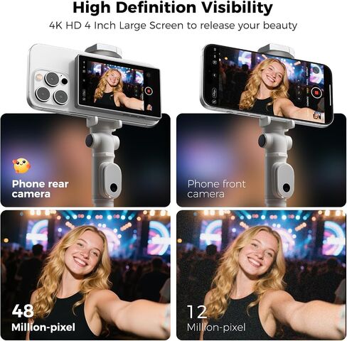 شاشة مراقبة Selfie القابلة للتكبير لجهاز iPhone - شاشة شاشة الكاميرا اللاسلكية المغناطيسية تتساقط اتصال 4K 30 إطارًا في الثانية مع سطوع متكبر 3 مستويات لدفق الصور على Selfie Vlog in Saudi Arabia