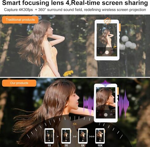 VLOG Selfie Monitor Screen-1080p ، Magnetic Wireless Phone Camera Monitor Monitor Prinive-in Moniter for Youtube & Tiktok Live Streaming Update ، التوافق العالمي مع iPhone & Android in Saudi Arabia