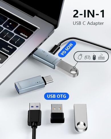 محول USB C OTG مع شحن سريع ، فاصل 2 حزمة للشحن في وقت واحد ونقل البيانات ، متوافق مع سطح البخار ، Galaxy S24 ، Nintendo Switch ، Chromecast ، 3D Printer ، PI-KVM ، Pixel 4 in Saudi Arabia